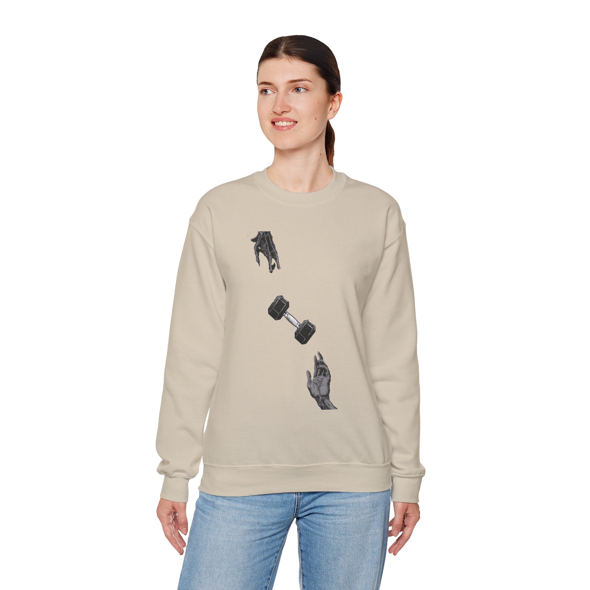 Gym Hub Crewneck Sweatshirt — Funny Fitness Dumbbell Design