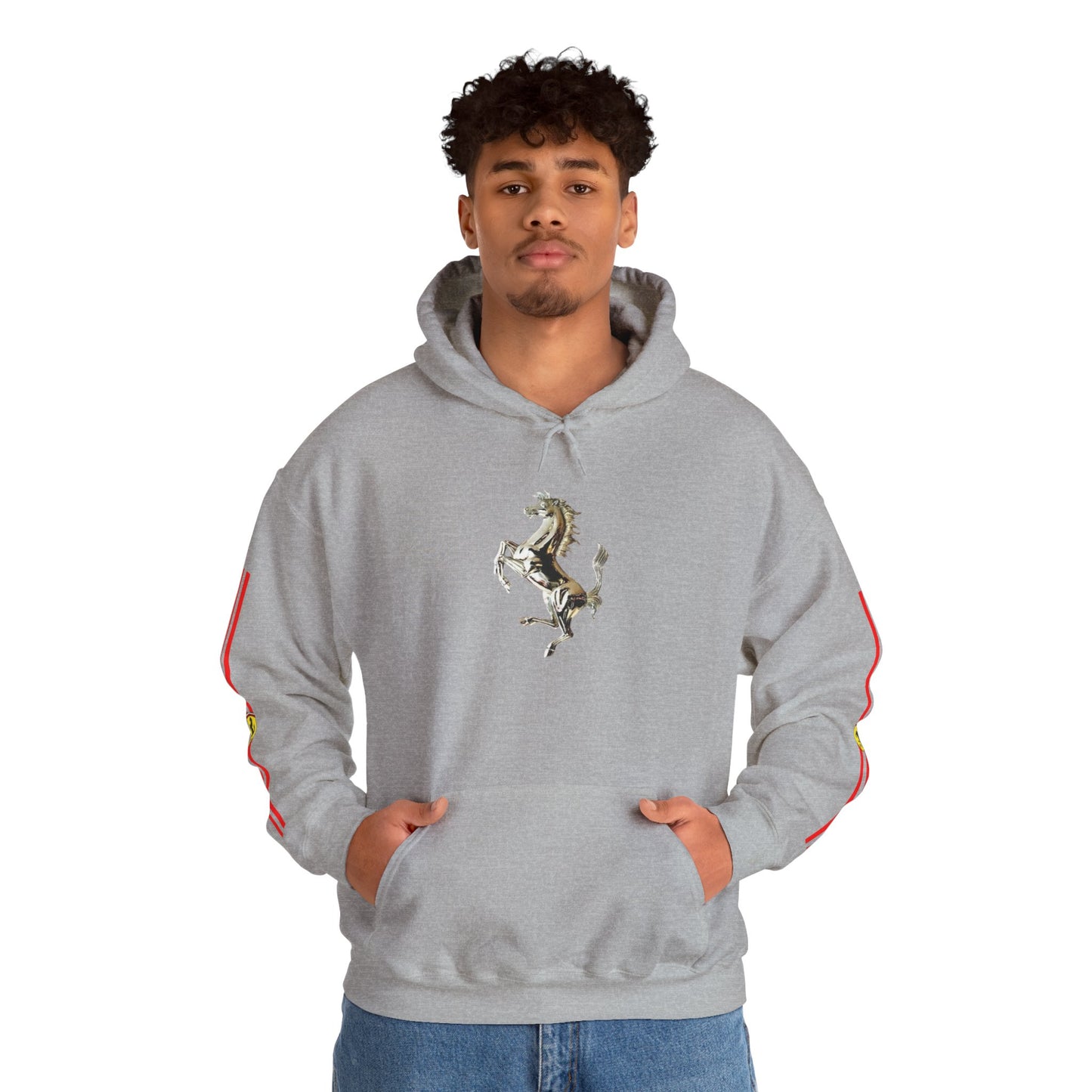 Ferrari Racing Hoodie – Prancing Horse & Ayrton Senna Retro F1 Graphic