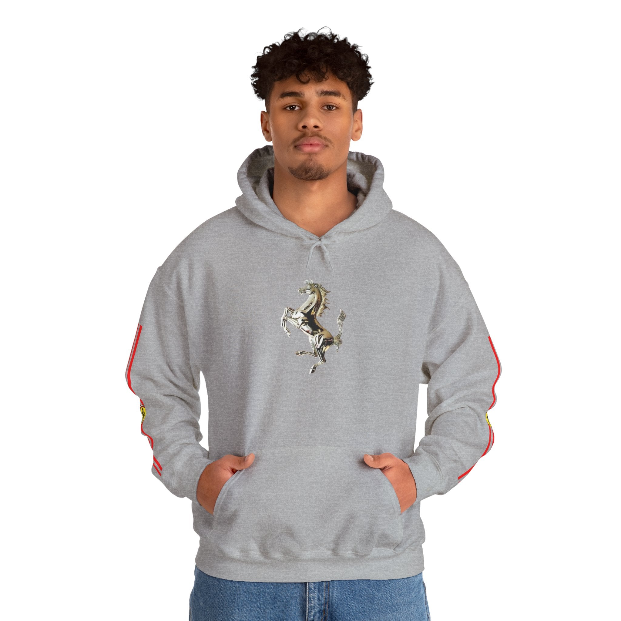 Ferrari Racing Hoodie – Prancing Horse & Ayrton Senna Retro F1 Graphic