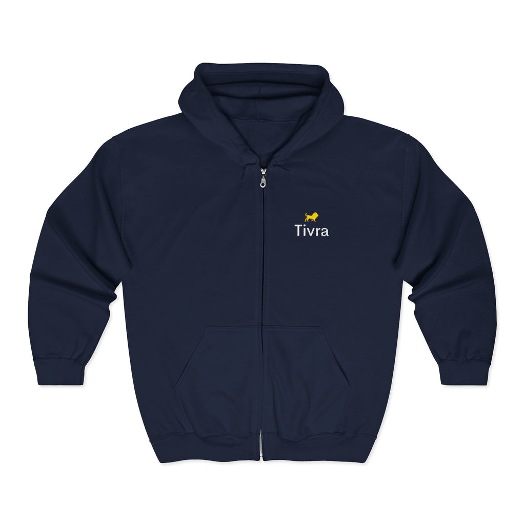 Tivra Logo Zip Hoodie — Black Full‑Zip Sweatshirt with Small Chest Emblem