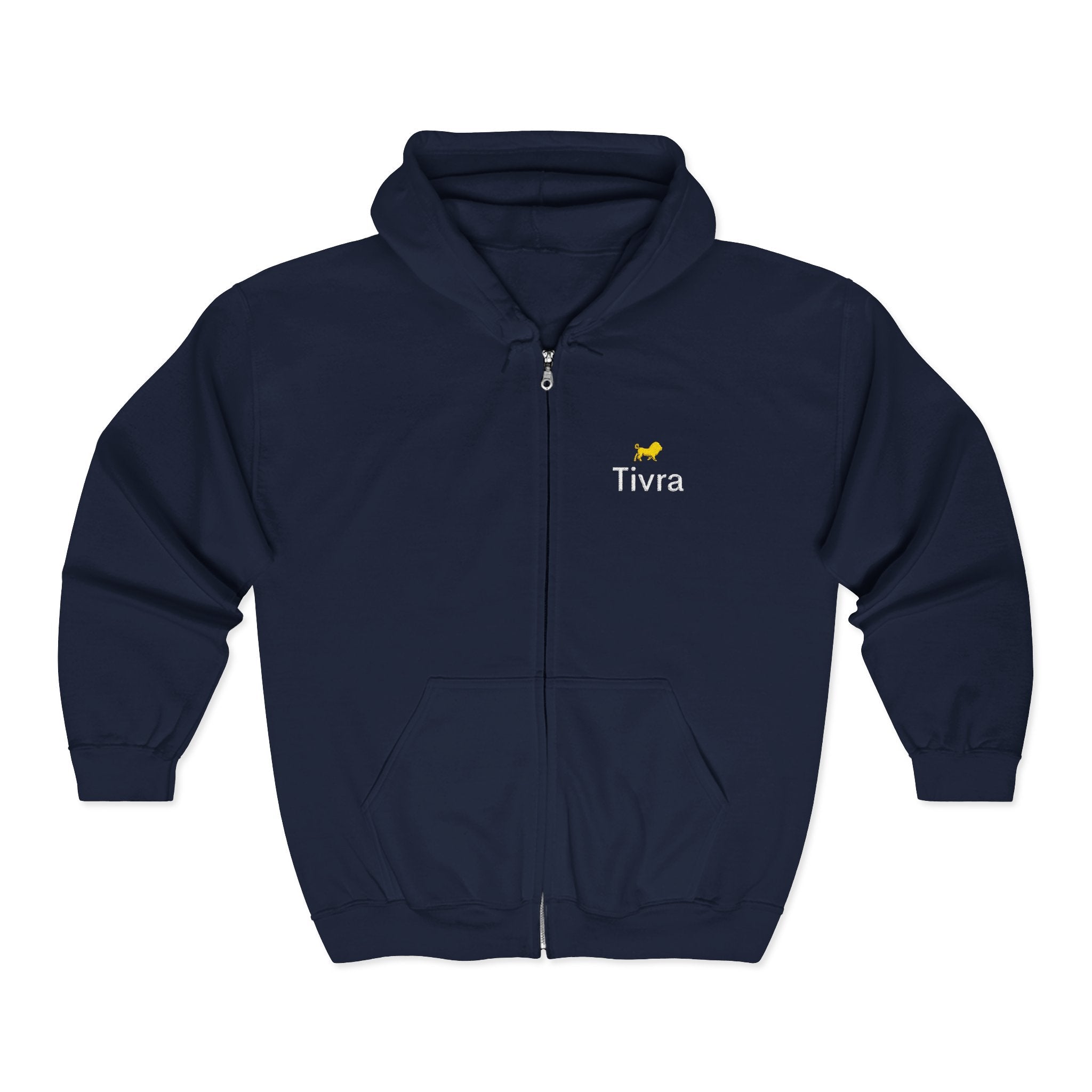 Tivra Logo Zip Hoodie — Black Full‑Zip Sweatshirt with Small Chest Emblem