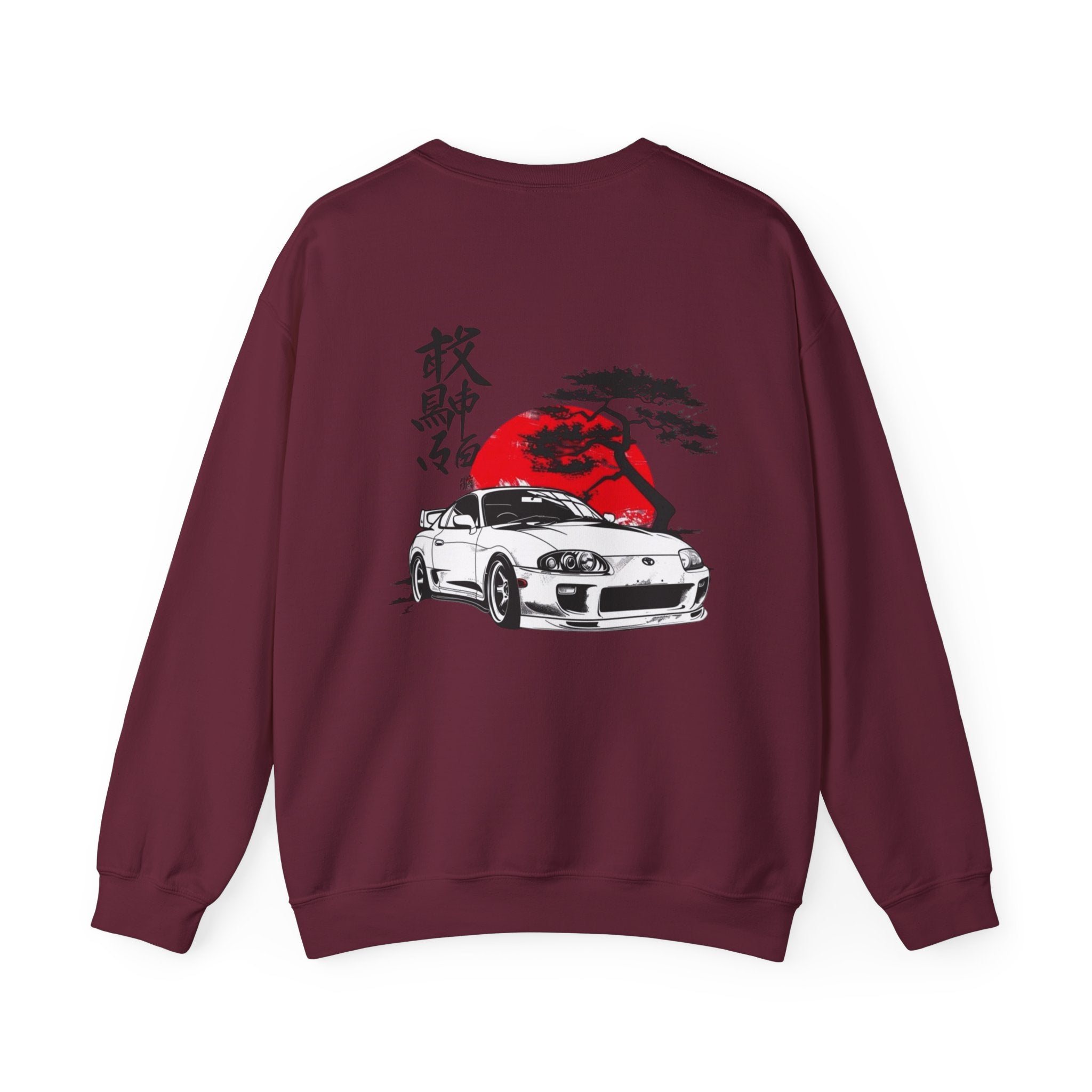 JDM Supra Crewneck Sweatshirt — Rising Sun & Kanji Sports Car Graphic
