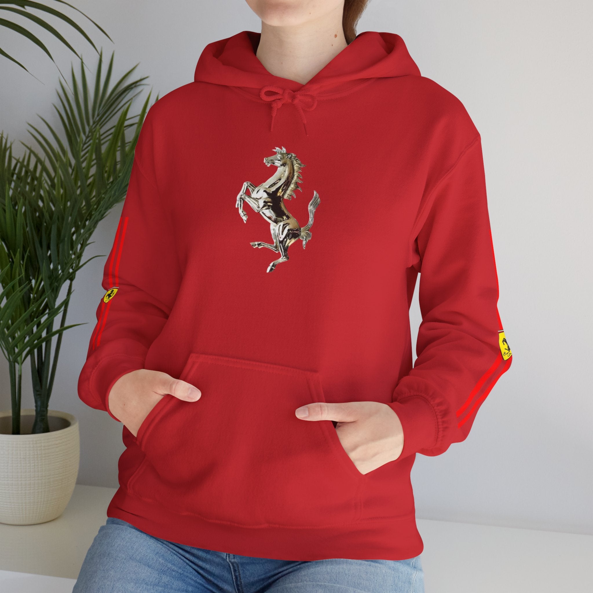 Ferrari Racing Hoodie – Prancing Horse & Ayrton Senna Retro F1 Graphic