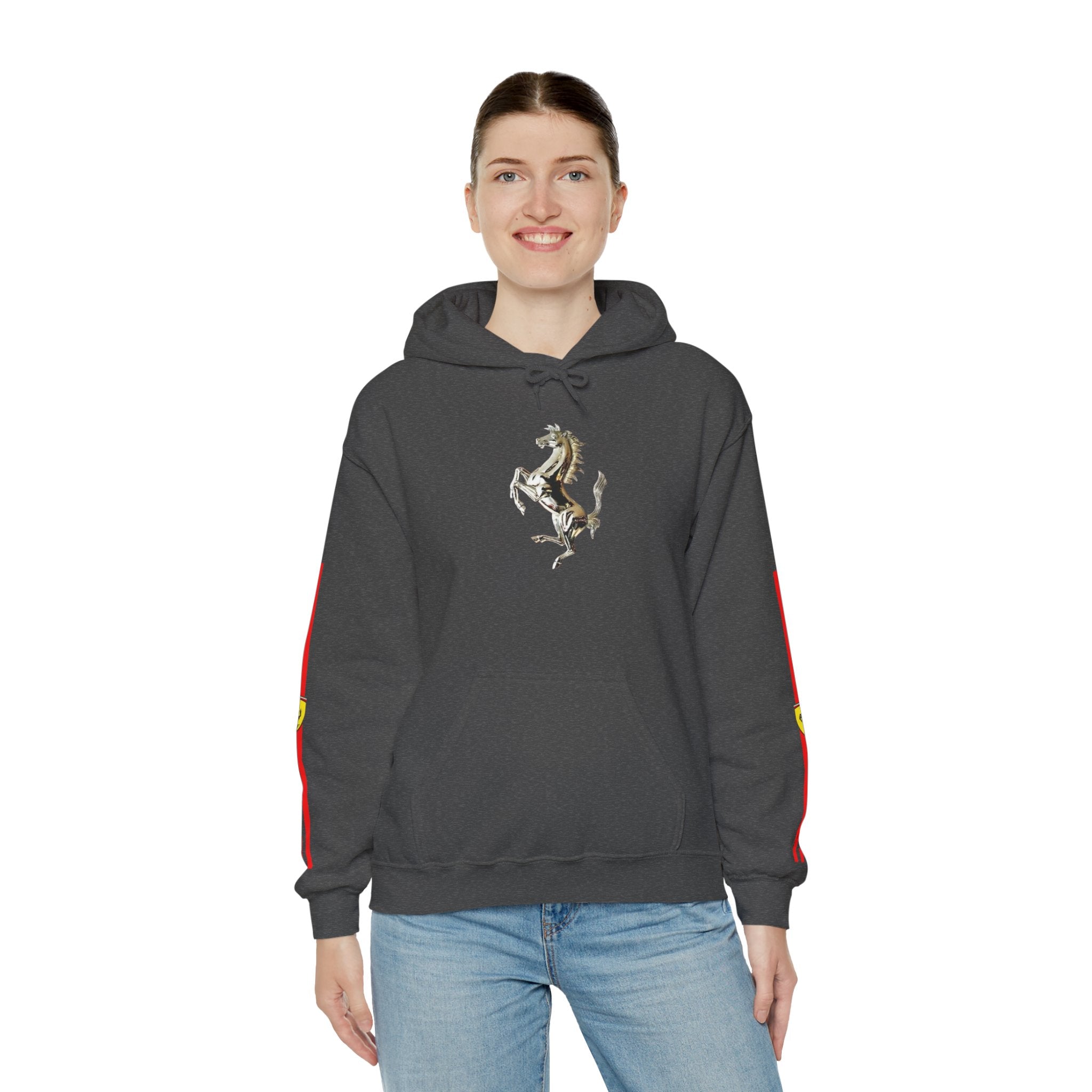 Ferrari Racing Hoodie – Prancing Horse & Ayrton Senna Retro F1 Graphic