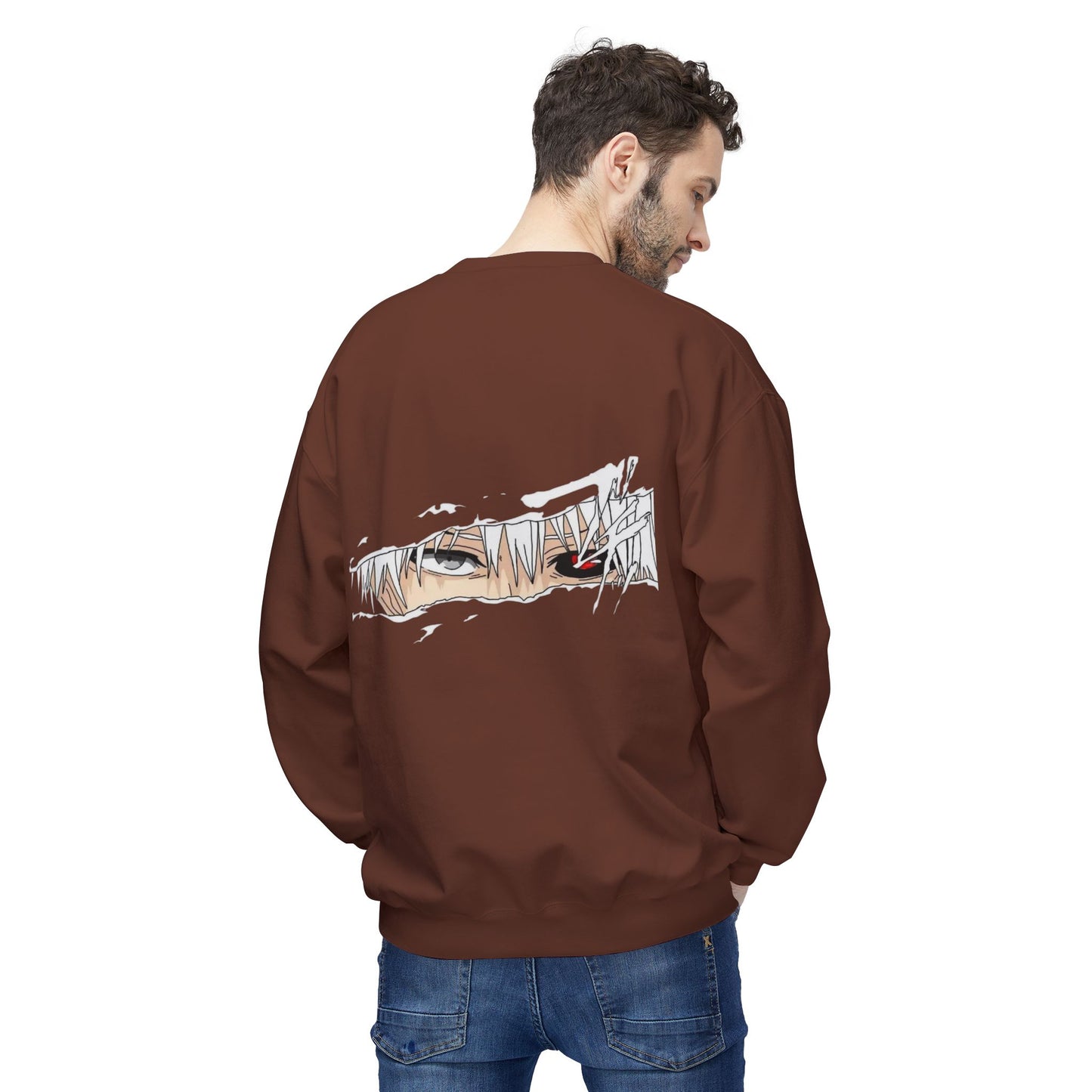 Anime Eyes Crewneck Sweatshirt — Split-Panel Manga Character Faces