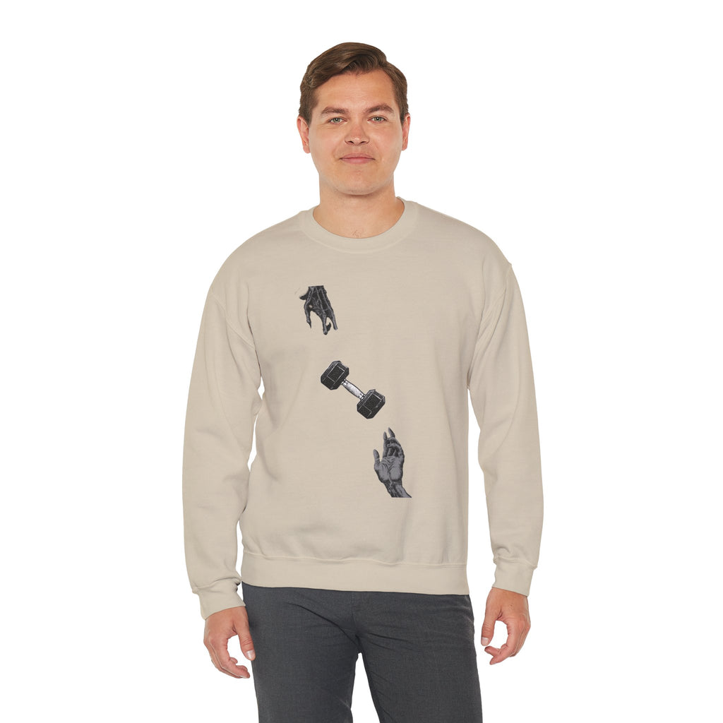 Gym Hub Crewneck Sweatshirt — Funny Fitness Dumbbell Design