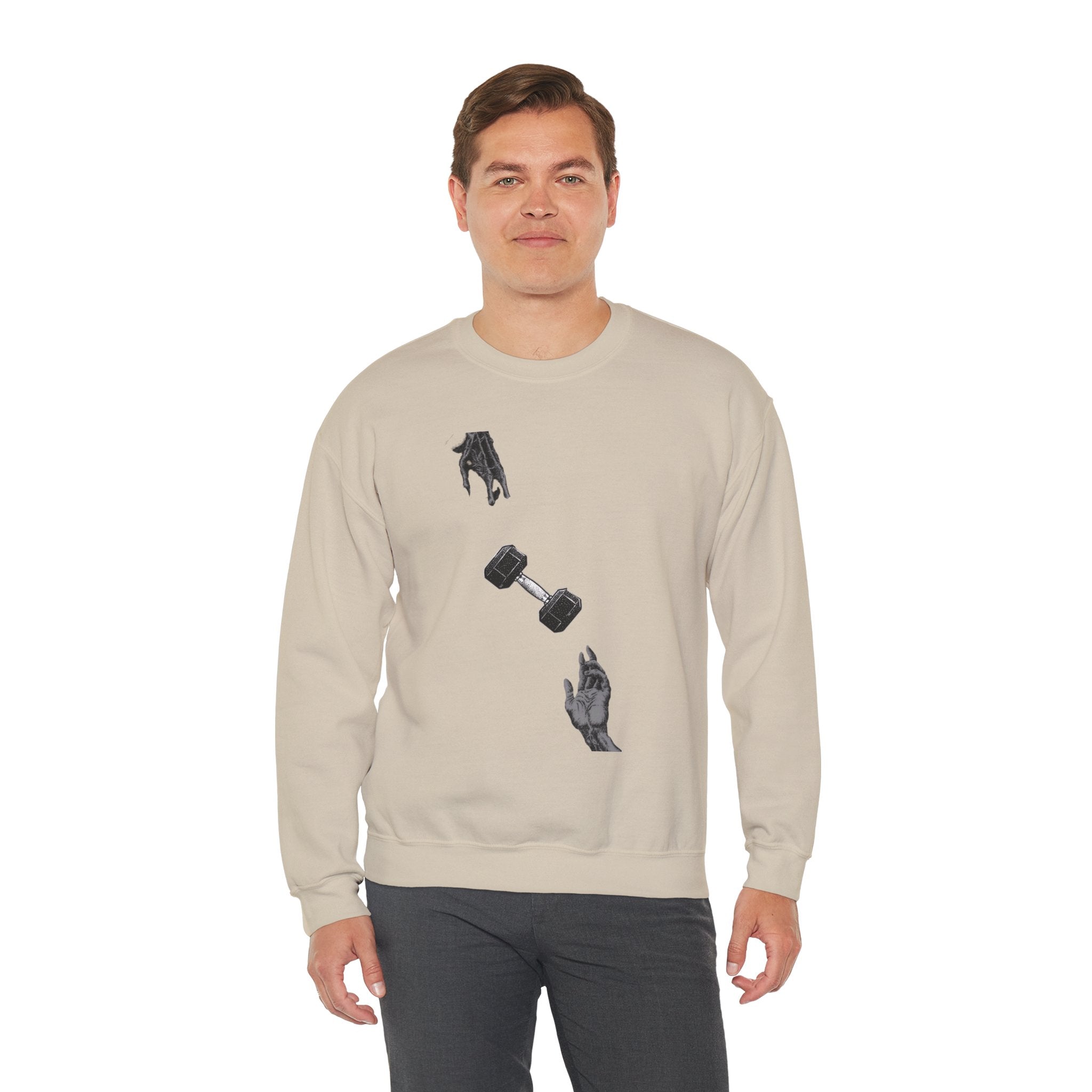 Gym Hub Crewneck Sweatshirt — Funny Fitness Dumbbell Design