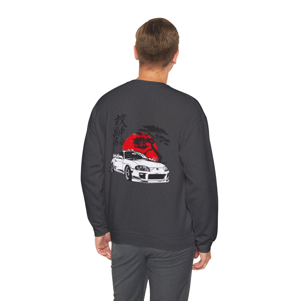 JDM Supra Crewneck Sweatshirt — Rising Sun & Kanji Sports Car Graphic