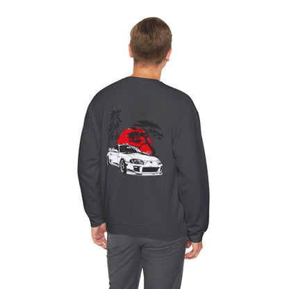 JDM Supra Crewneck Sweatshirt — Rising Sun & Kanji Sports Car Graphic