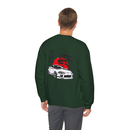 JDM Supra Crewneck Sweatshirt — Rising Sun & Kanji Sports Car Graphic