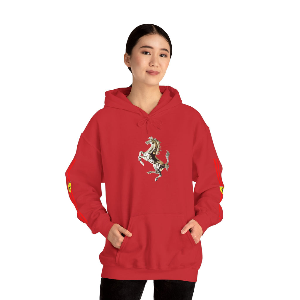 Ferrari Racing Hoodie – Prancing Horse & Ayrton Senna Retro F1 Graphic