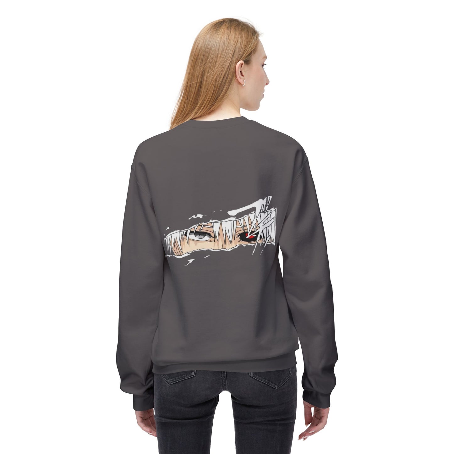 Anime Eyes Crewneck Sweatshirt — Split-Panel Manga Character Faces