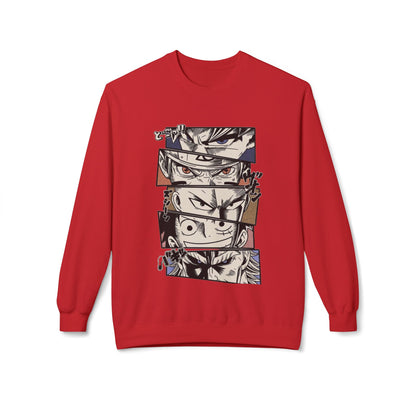 Anime Eyes Crewneck Sweatshirt — Split-Panel Manga Character Faces