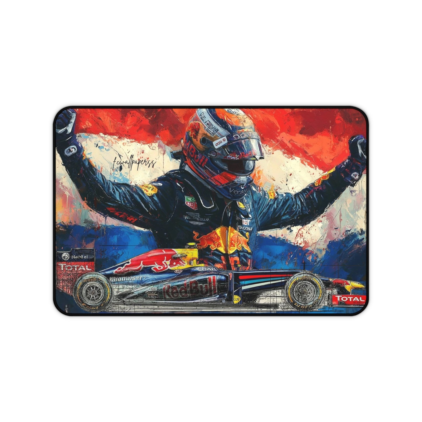 Racing Champion Desk Mat — Vibrant Formula Car & Driver Artwork