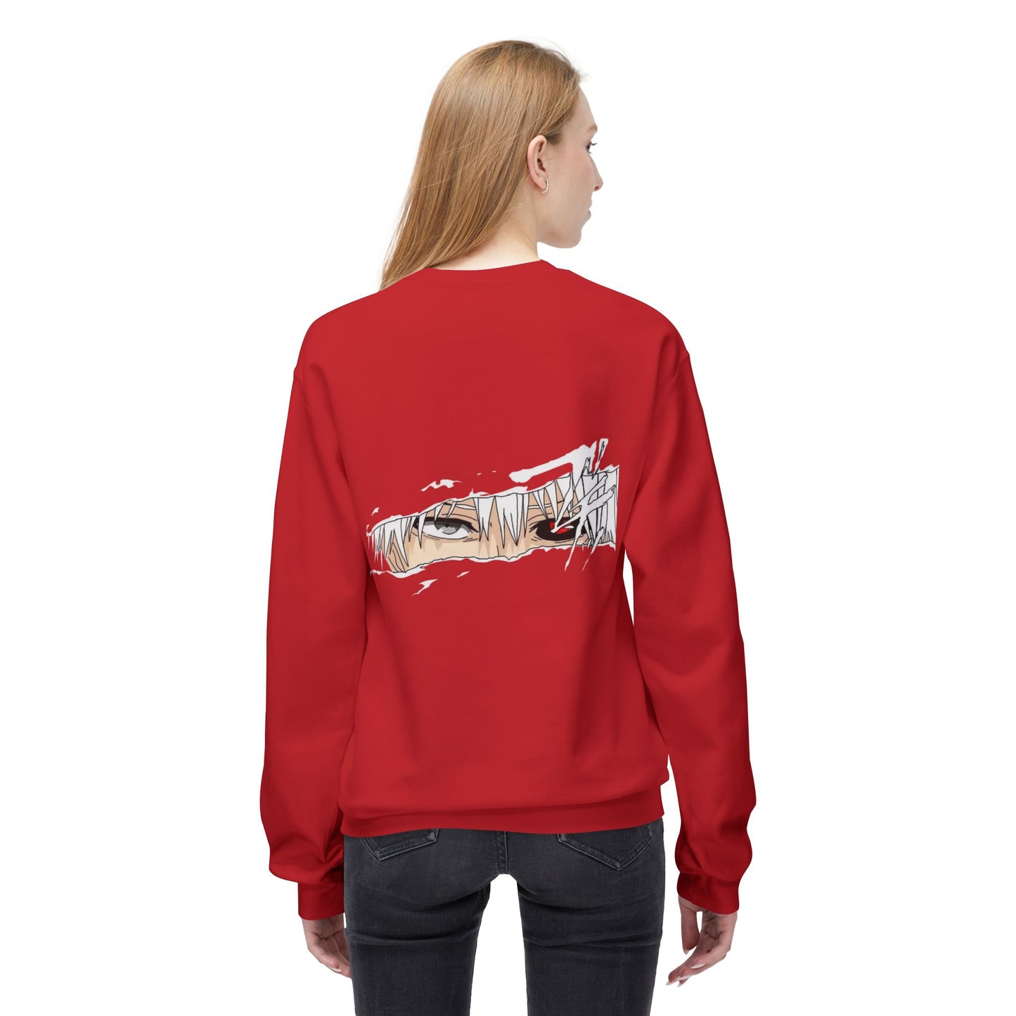 Anime Eyes Crewneck Sweatshirt — Split-Panel Manga Character Faces