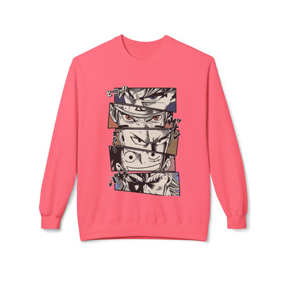 Anime Eyes Crewneck Sweatshirt — Split-Panel Manga Character Faces