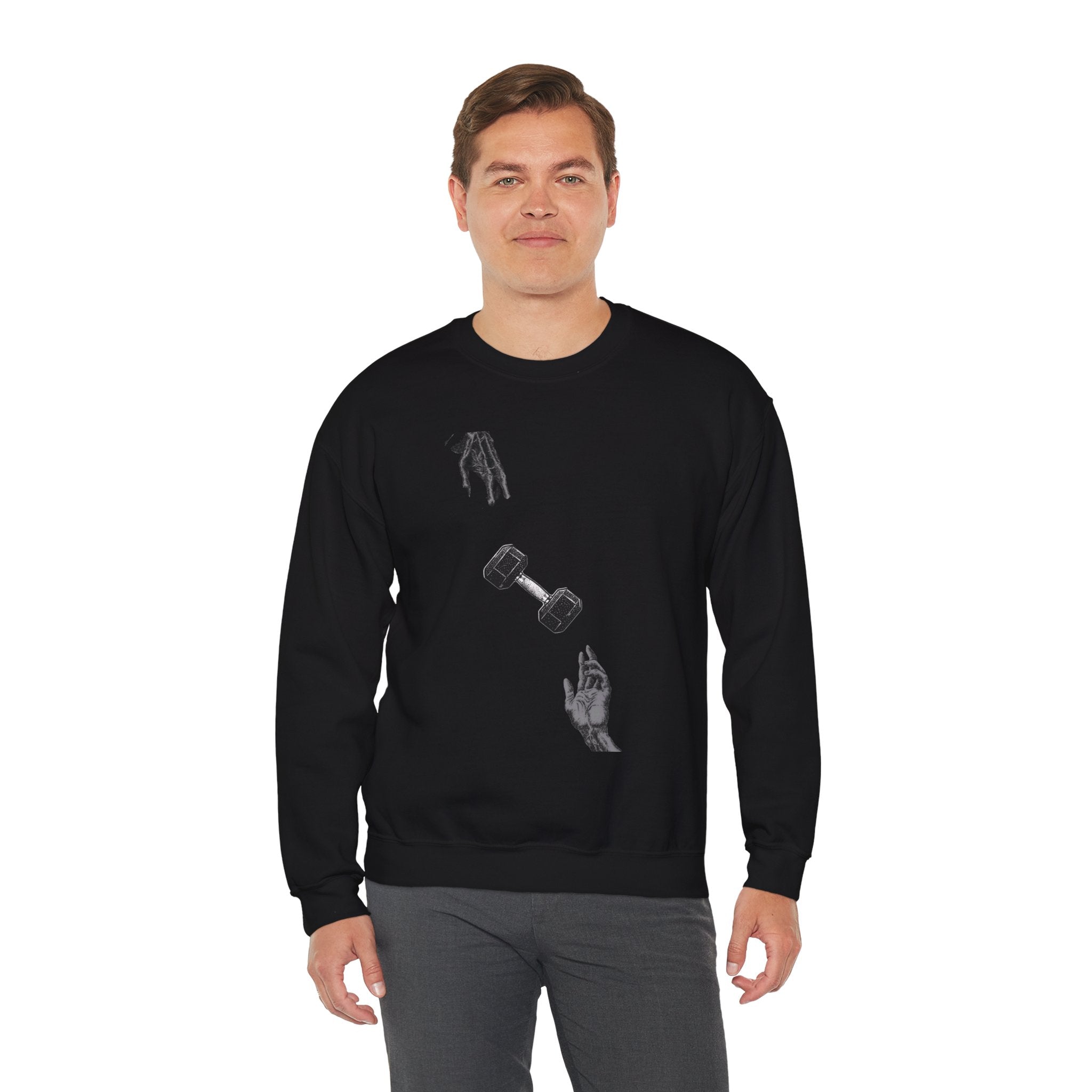 Gym Hub Crewneck Sweatshirt — Funny Fitness Dumbbell Design