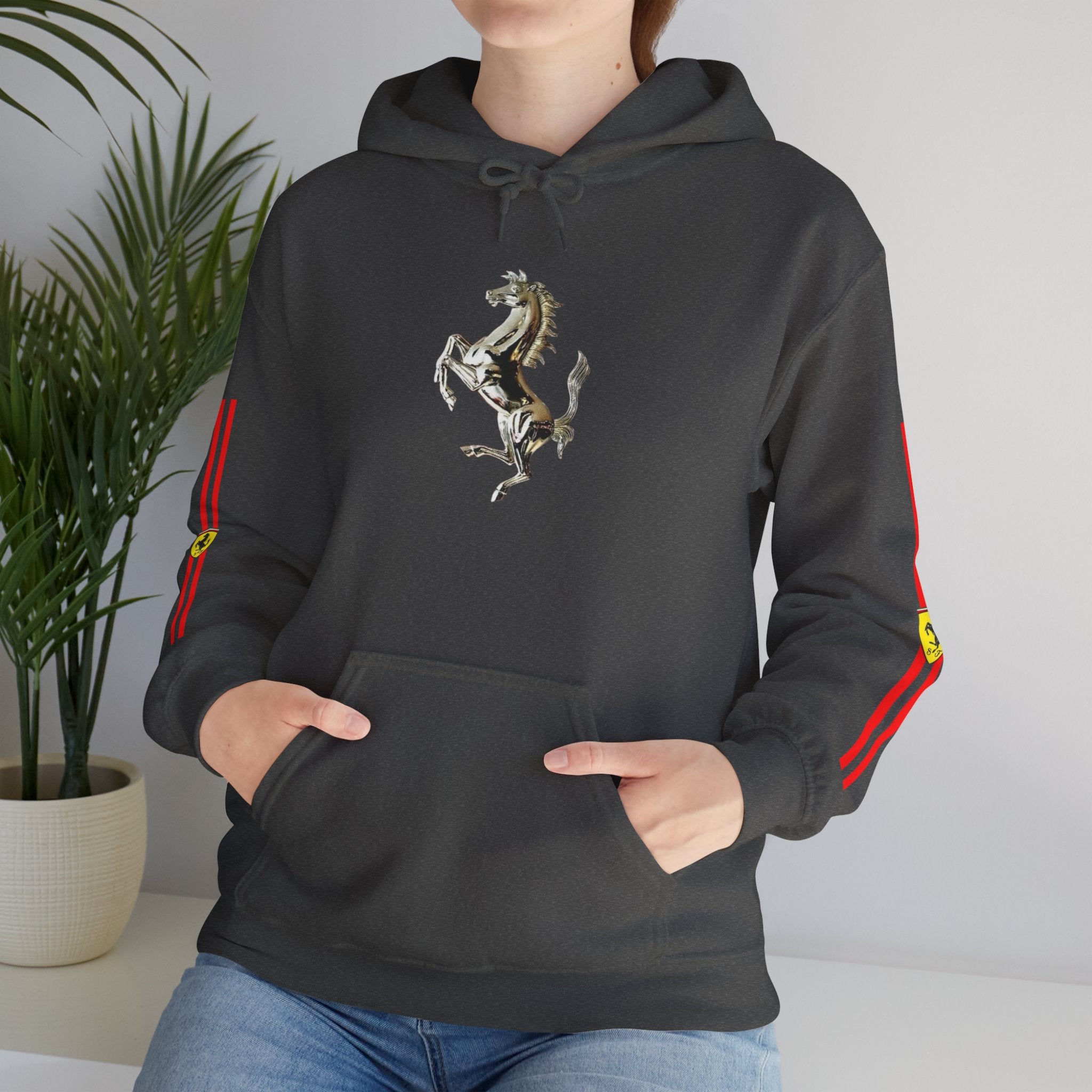 Ferrari Racing Hoodie – Prancing Horse & Ayrton Senna Retro F1 Graphic
