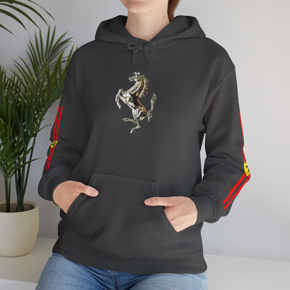 Ferrari Racing Hoodie – Prancing Horse & Ayrton Senna Retro F1 Graphic