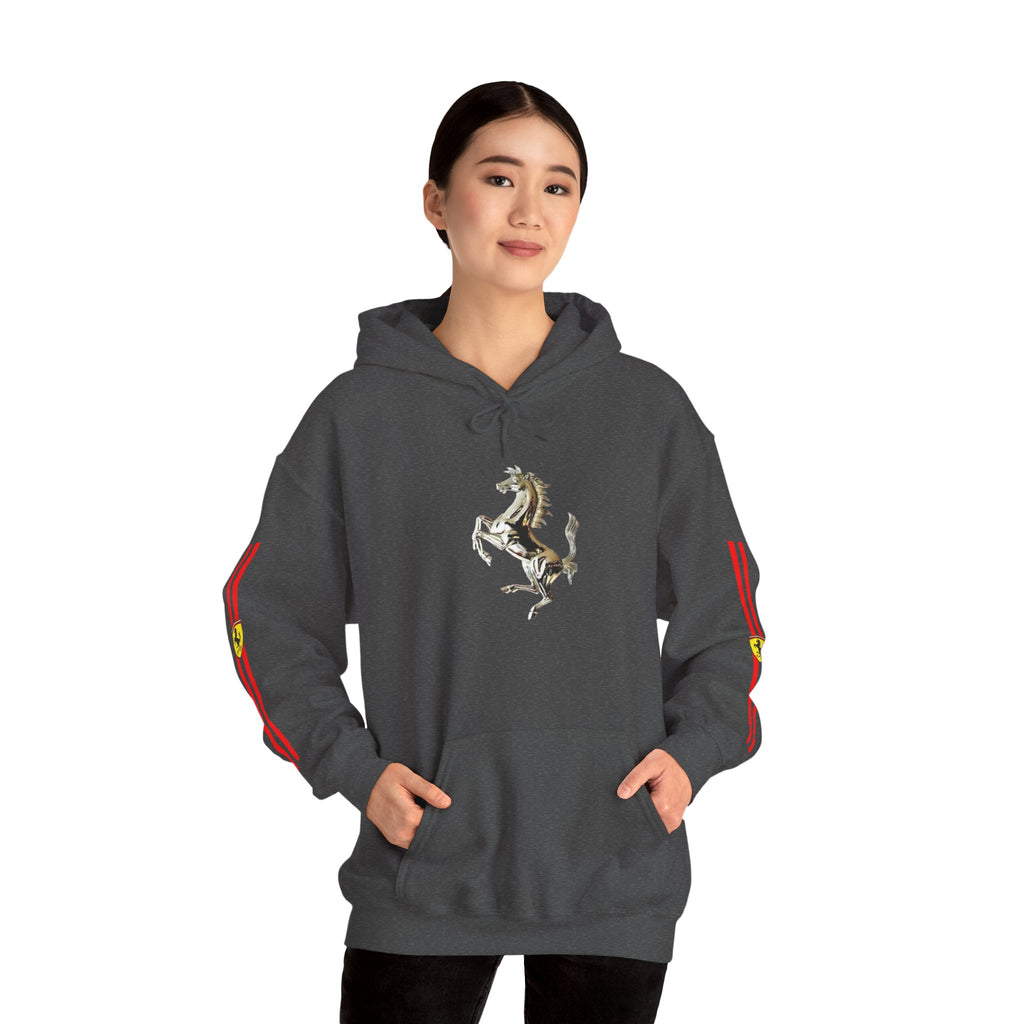 Ferrari Racing Hoodie – Prancing Horse & Ayrton Senna Retro F1 Graphic