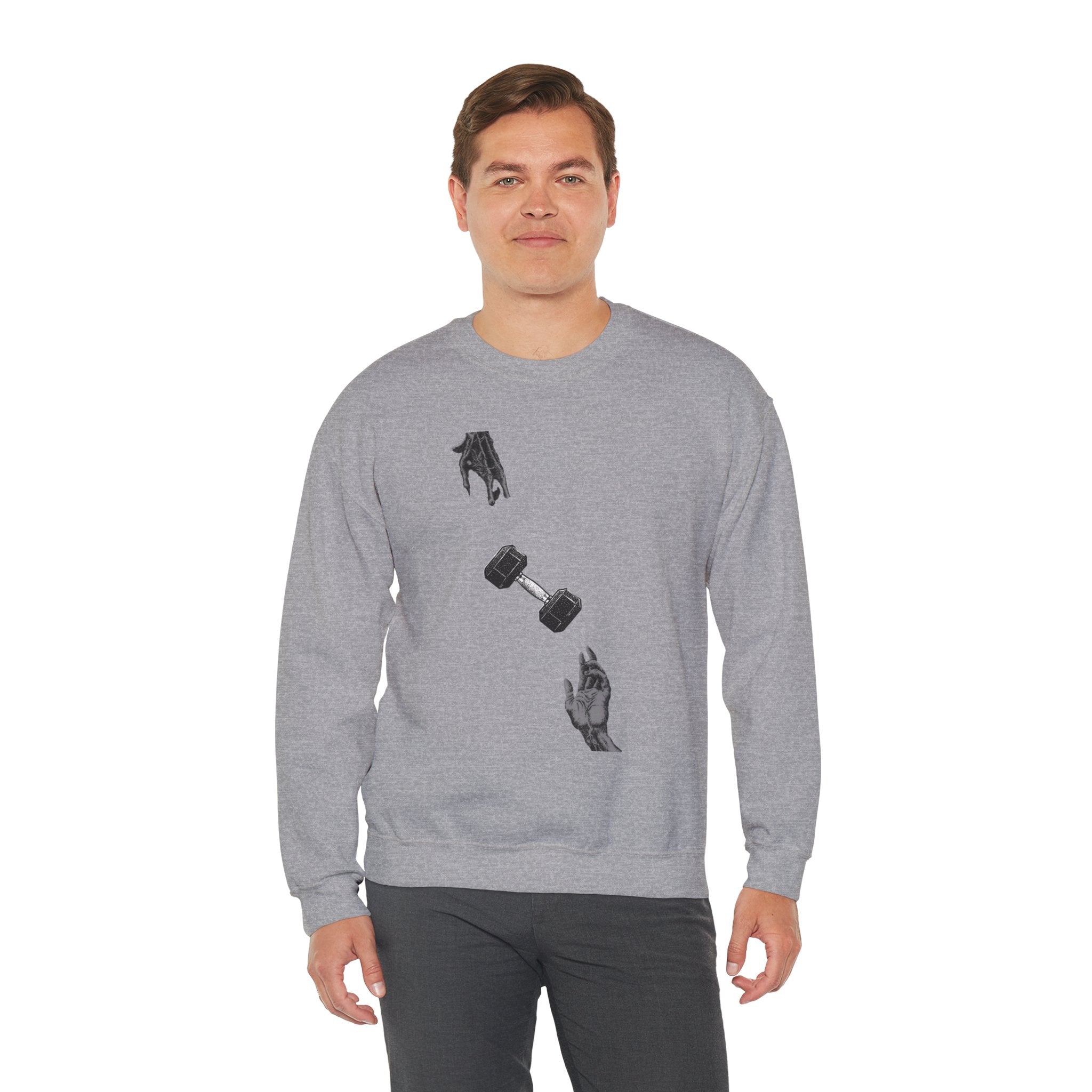 Gym Hub Crewneck Sweatshirt — Funny Fitness Dumbbell Design