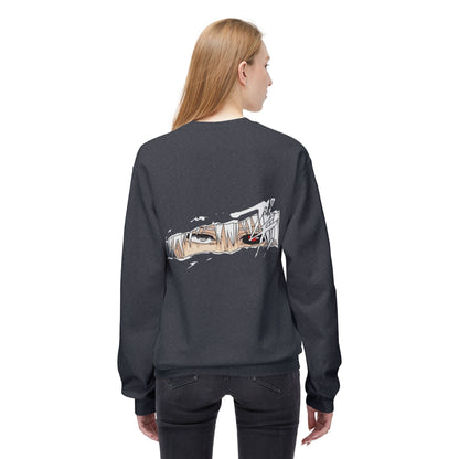 Anime Eyes Crewneck Sweatshirt — Split-Panel Manga Character Faces